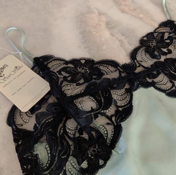 NWT Silk Teddy Bodysuit | Satin Mint Vintage Sexy Lingerie - Picture 3 of 5